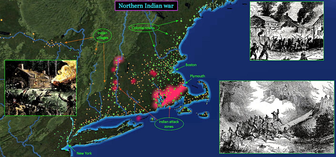 King Philip's Indian War, 1675 map